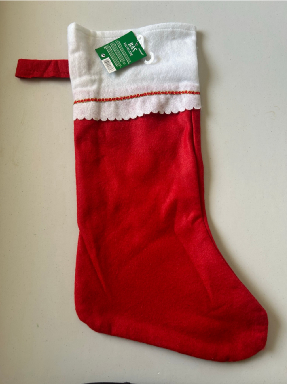 1 Holiday Decor Felt Christmas Stocking One Size Red White